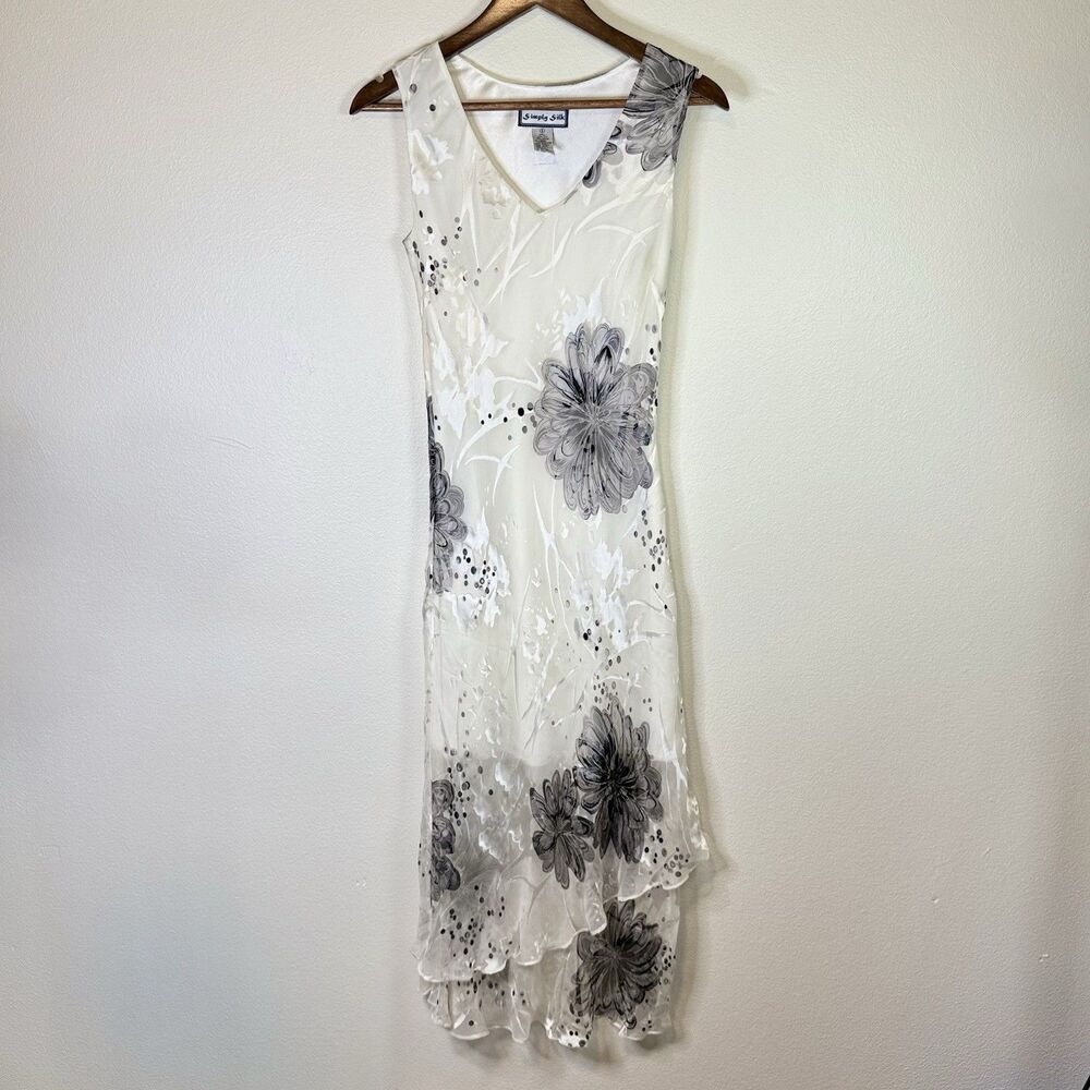 White Floral Burnout Sheath Midi Dress Size S Wedding Asymmetric Fairy Ethereal